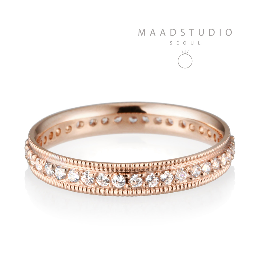 Milgrain bandLigh (3mm) 14k Red gold