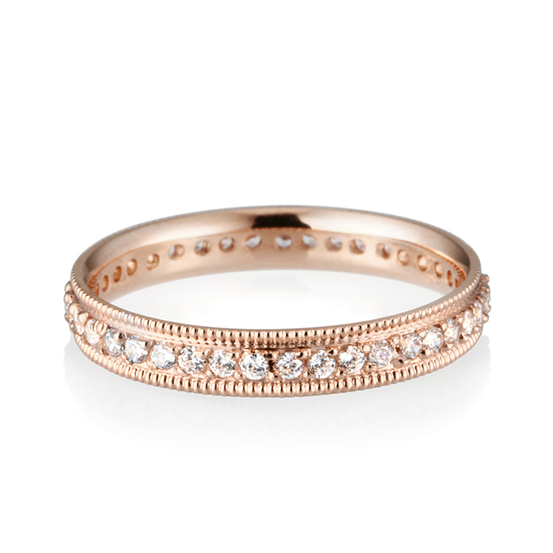 밀그레인 밴드링_Light (3mm) 14k 레드골드 CZ
