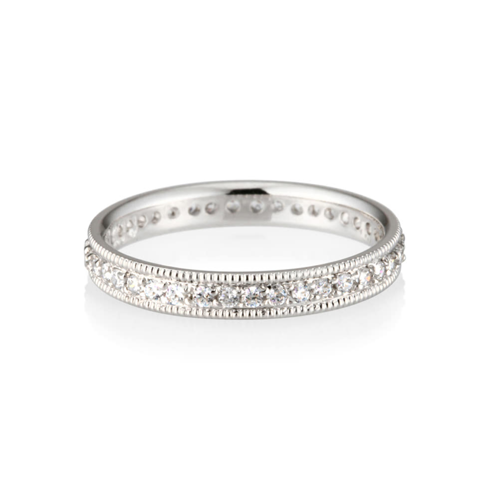 Milgrain bandLigh (3mm) 14k White gold