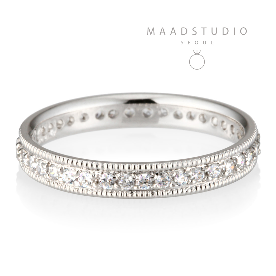 Milgrain bandLigh (3mm) 14k White gold