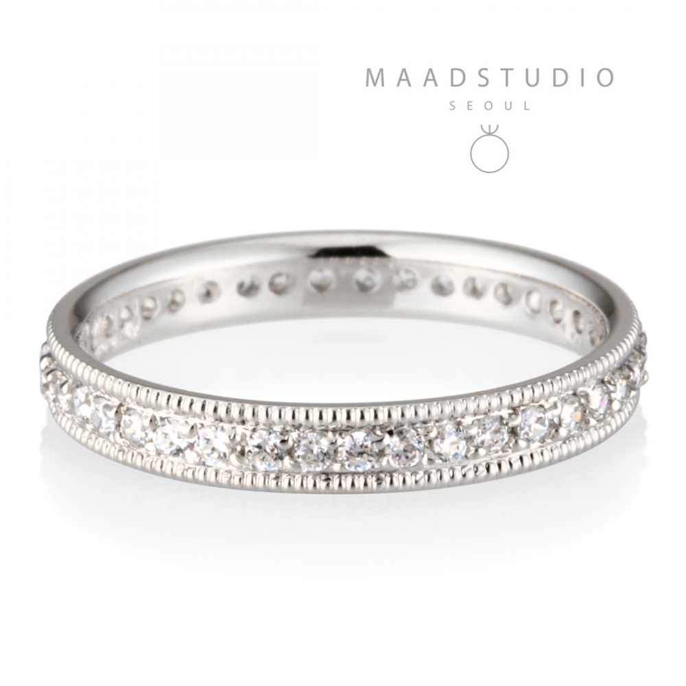 Milgrain bandLigh (3mm) 14k White gold