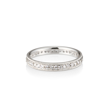 Milgrain bandLigh (3mm) 14k White gold