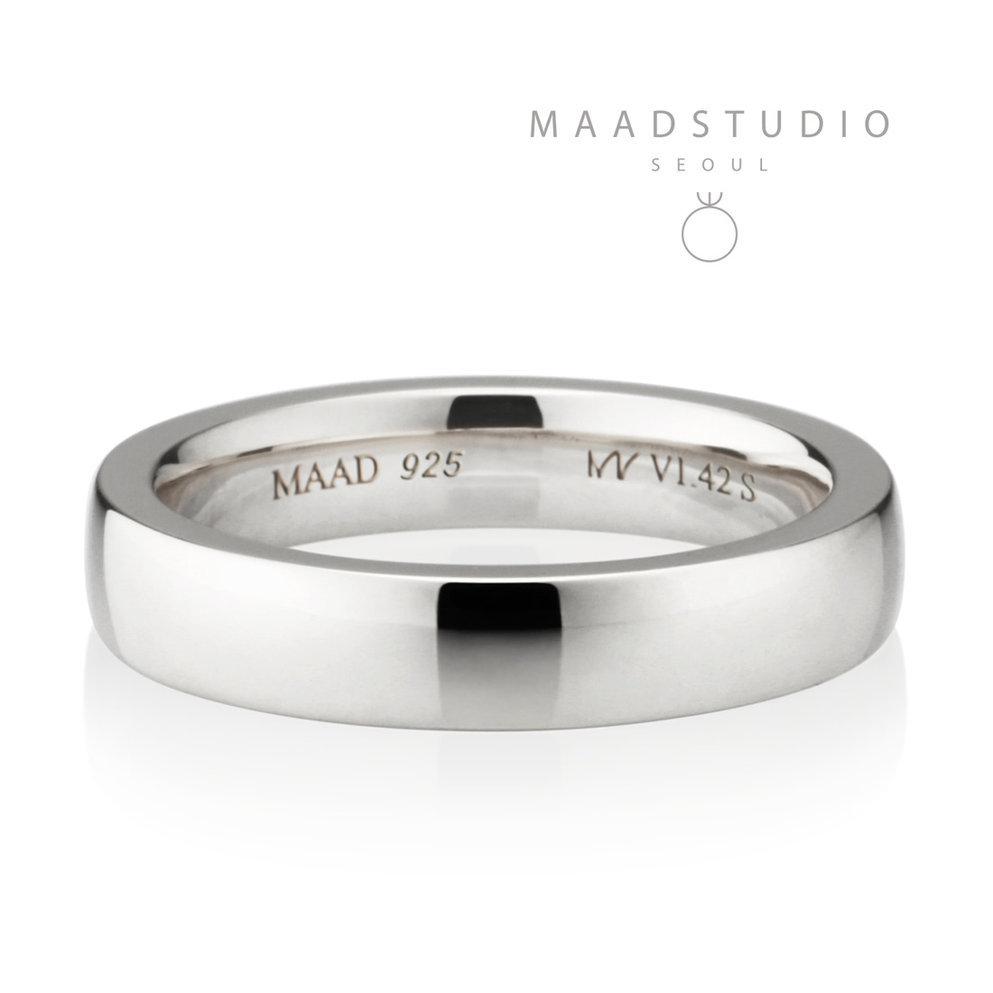 MR-VI Arch square band ring 4.2mm Sterling silver