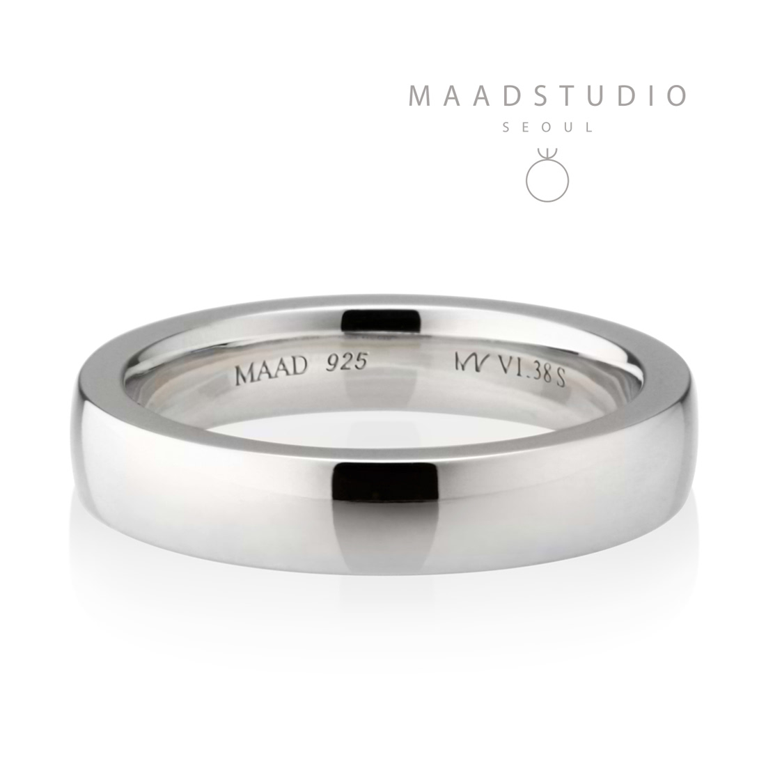 MR-VI Arch square band ring 3.8mm Sterling silver