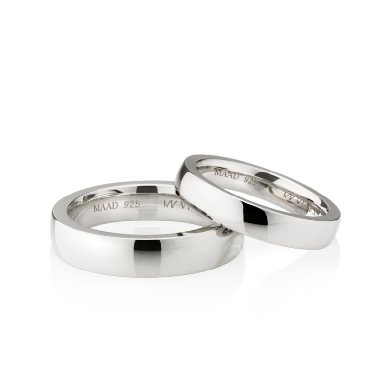 MR-VI Arch square couple band ring Set 4.8mm & 3.8mm Sterling silver