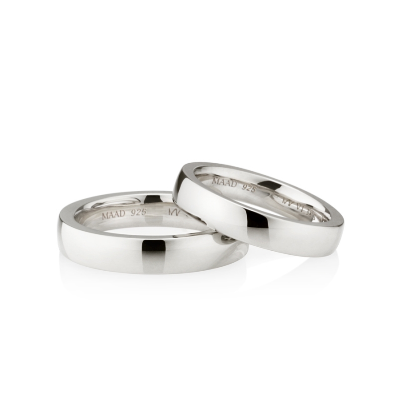 MR-VI Arch square couple band ring Set 4.2mm & 3.8mm Sterling silver