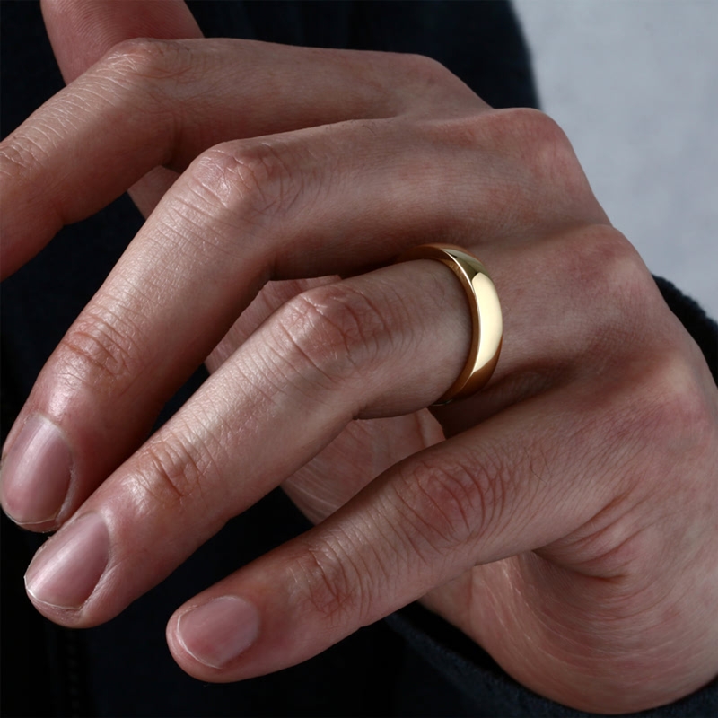MR-VI Arch square wedding band ring 4.2mm 14k gold