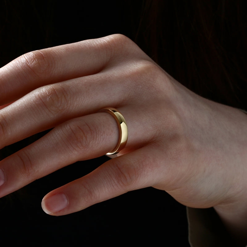 MR-VI Arch square wedding band ring 3.8mm 14k gold