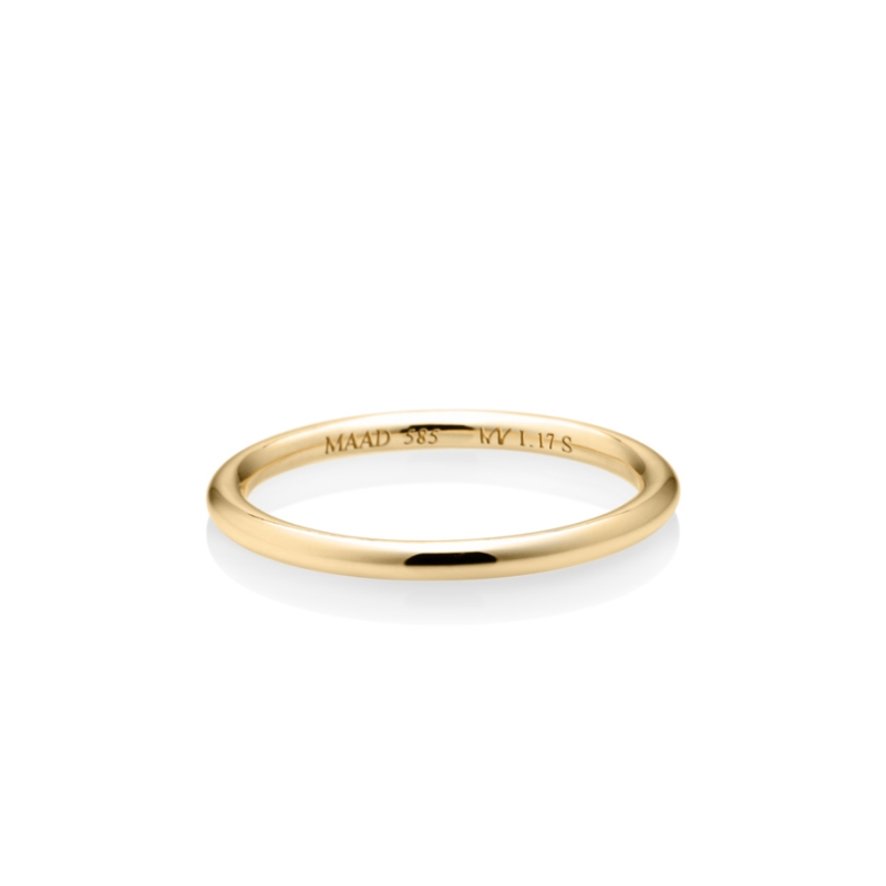 MR-I Raised oval band ring 1.7mm 14k gold