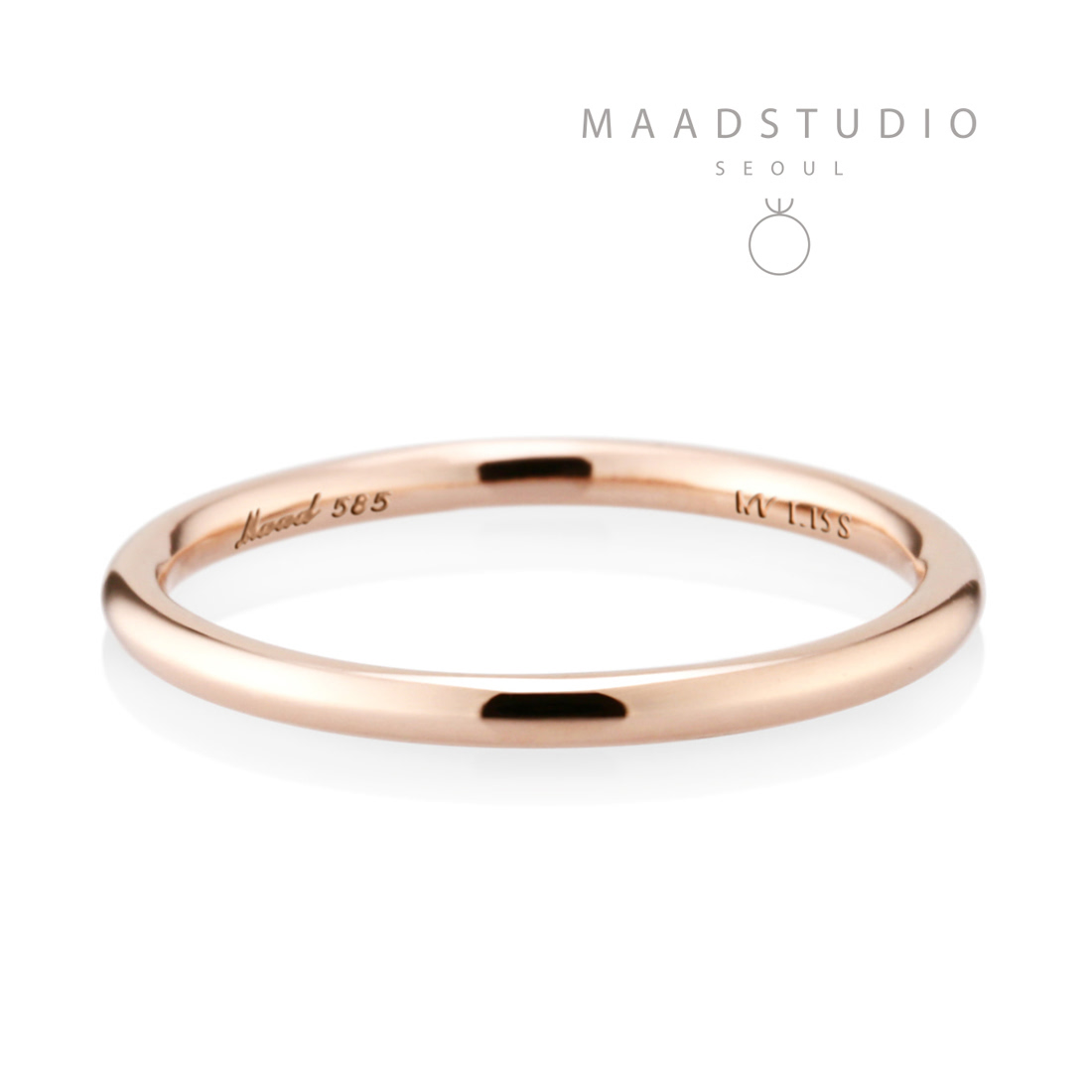 MR-I Raised oval band ring 1.5mm 14k Red gold