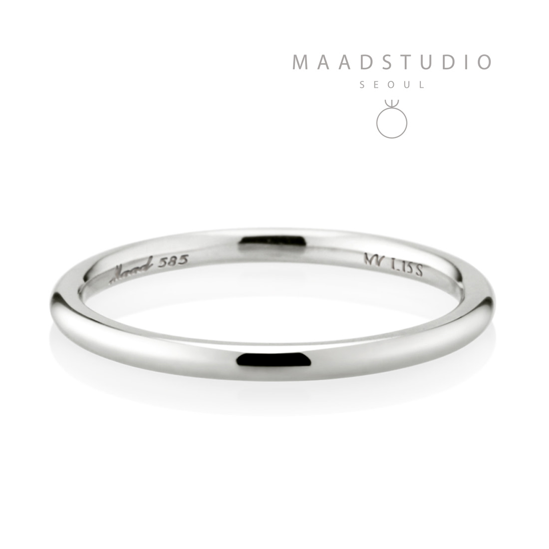 MR-I Raised oval band ring 1.5mm 14k White gold