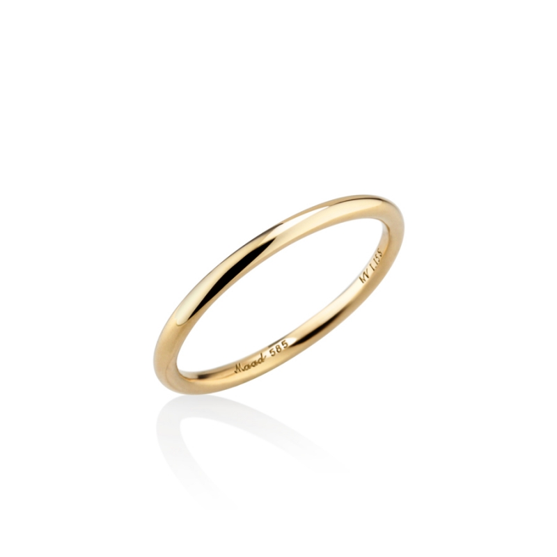 MR-I Raised oval band ring 1.5mm 14k gold