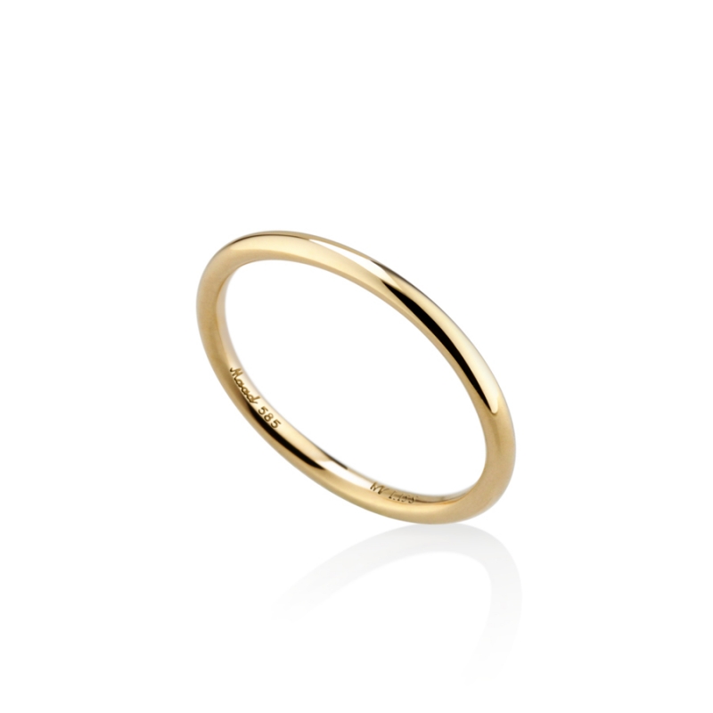 MR-I Raised oval band ring 1.5mm 14k gold