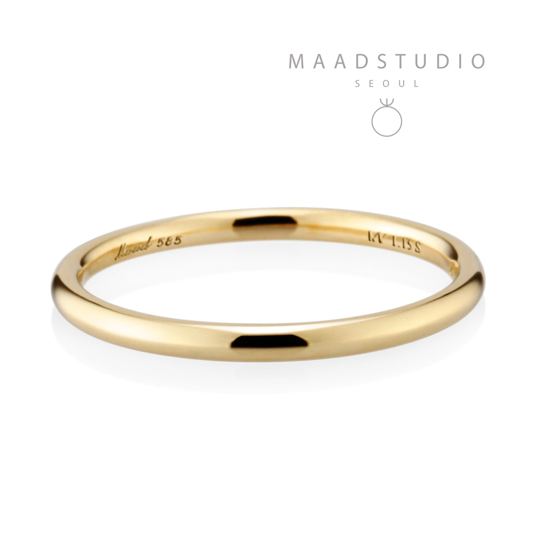 MR-I Raised oval band ring 1.5mm 14k gold