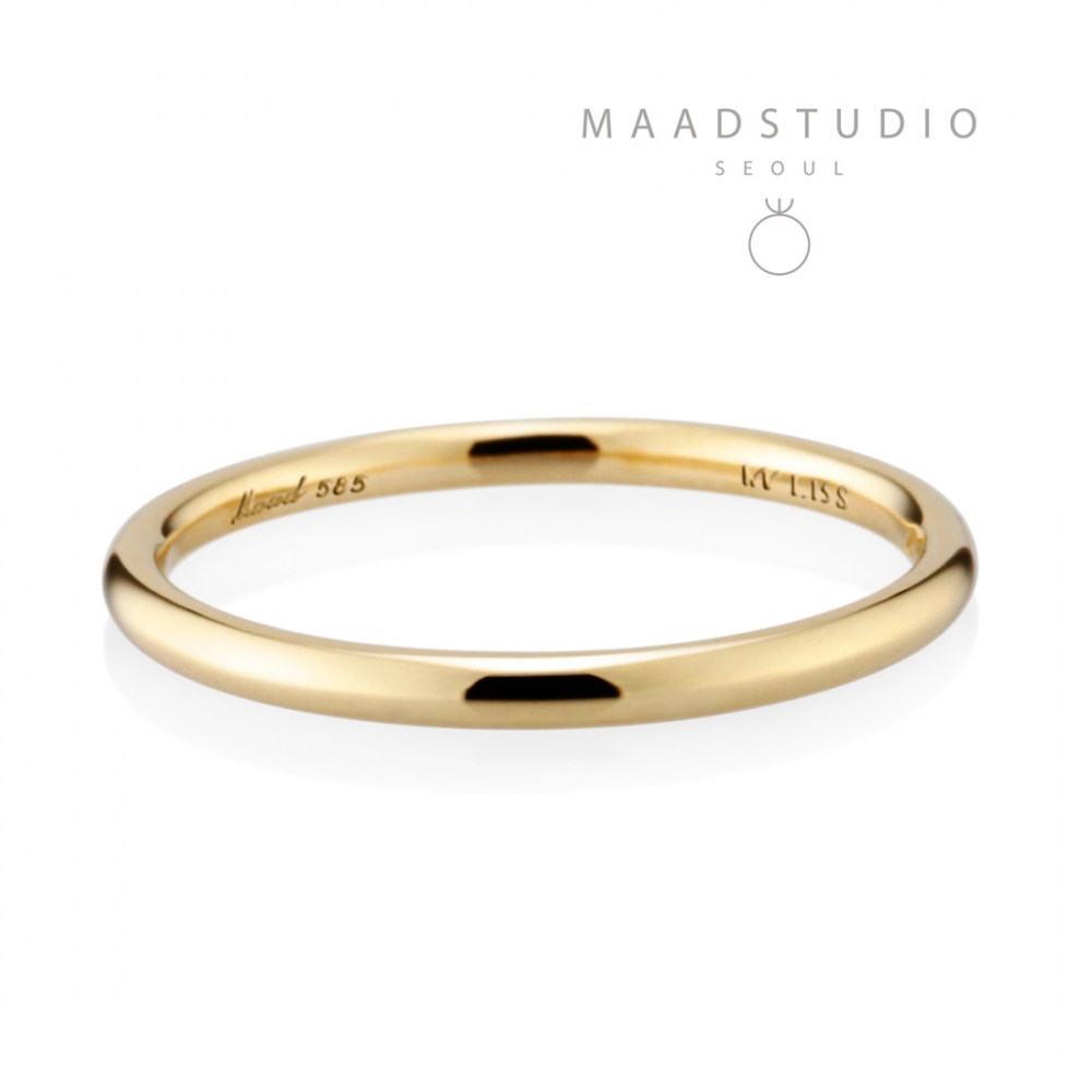 MR-I Raised oval band ring 1.5mm 14k gold