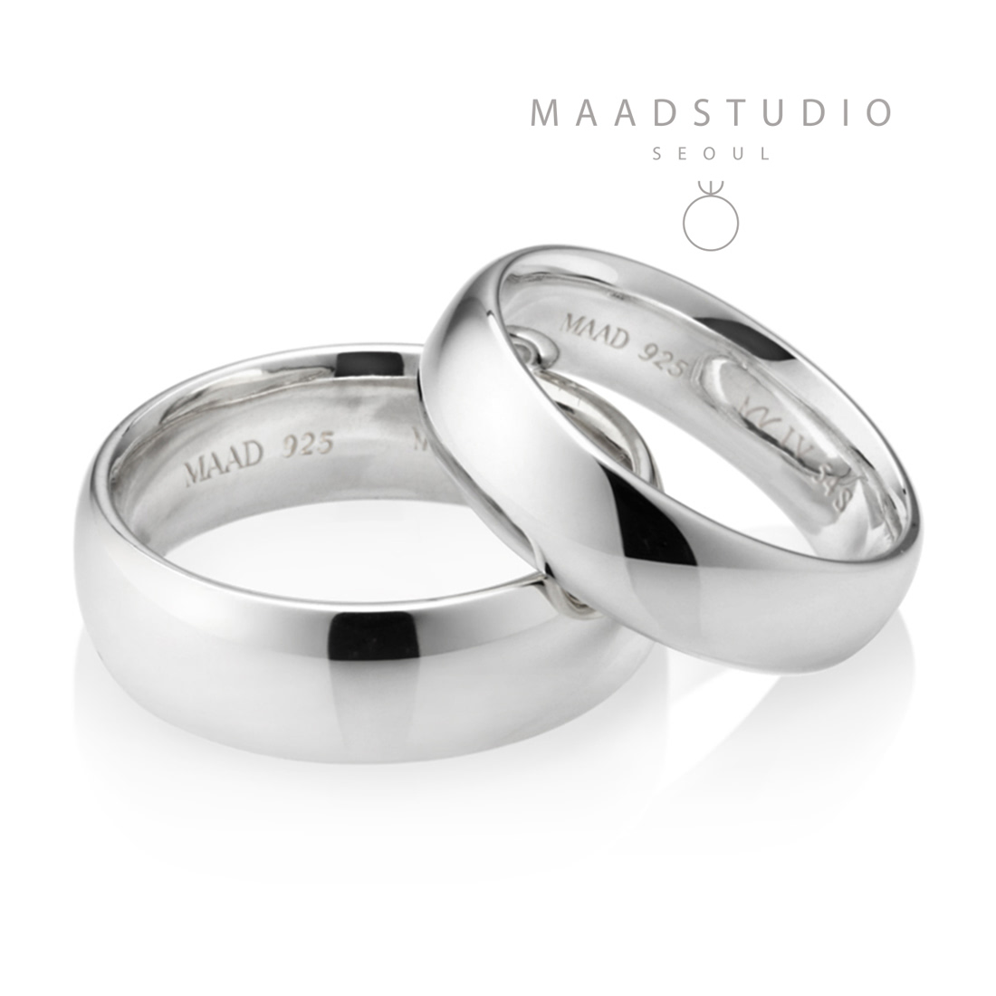 MR-IV Low oval couple band ring Set 6.5mm & 5.4mm Sterling silver