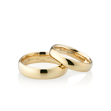 MR-IV Low oval band wedding ring Set 5.4mm & 4.4mm 14k gold