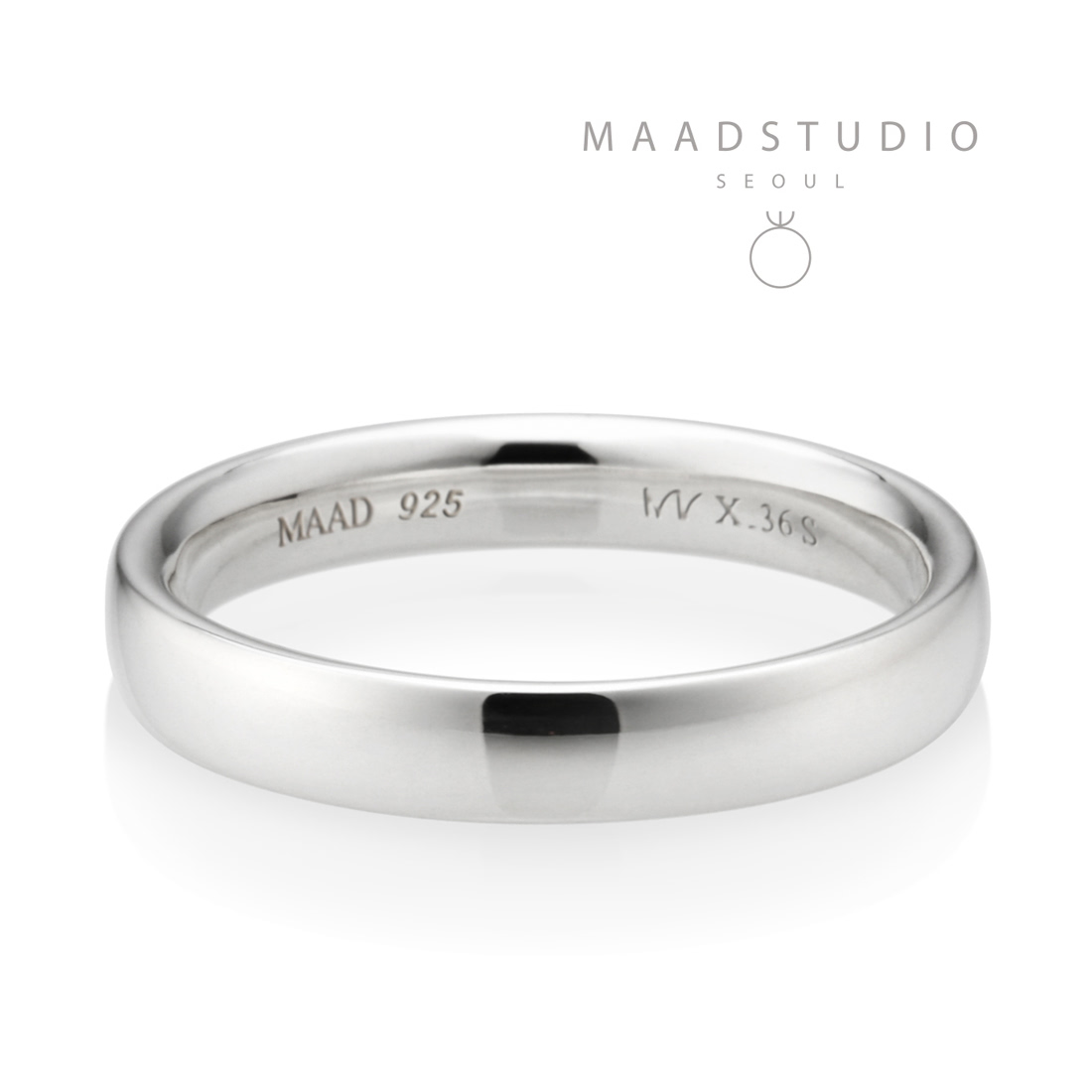 MR-X Flat oval band ring 3.6mm Sterling silver