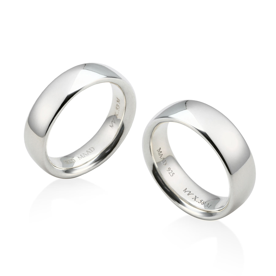 MR-X Flat oval couple band ring Set 5.8mm & 5.3mm Sterling silver