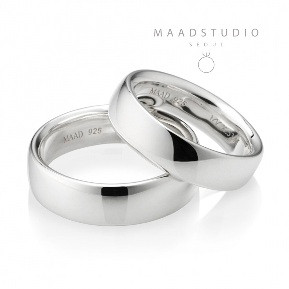 MR-X Flat oval couple band ring Set 5.8mm & 5.3mm Sterling silver