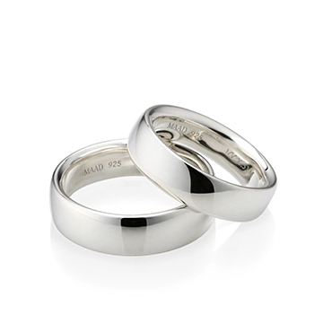 MR-X Flat oval couple band ring Set 5.8mm & 5.3mm Sterling silver
