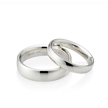 MR-X Flat oval couple band ring Set 5.3mm & 3.6mm Sterling silver