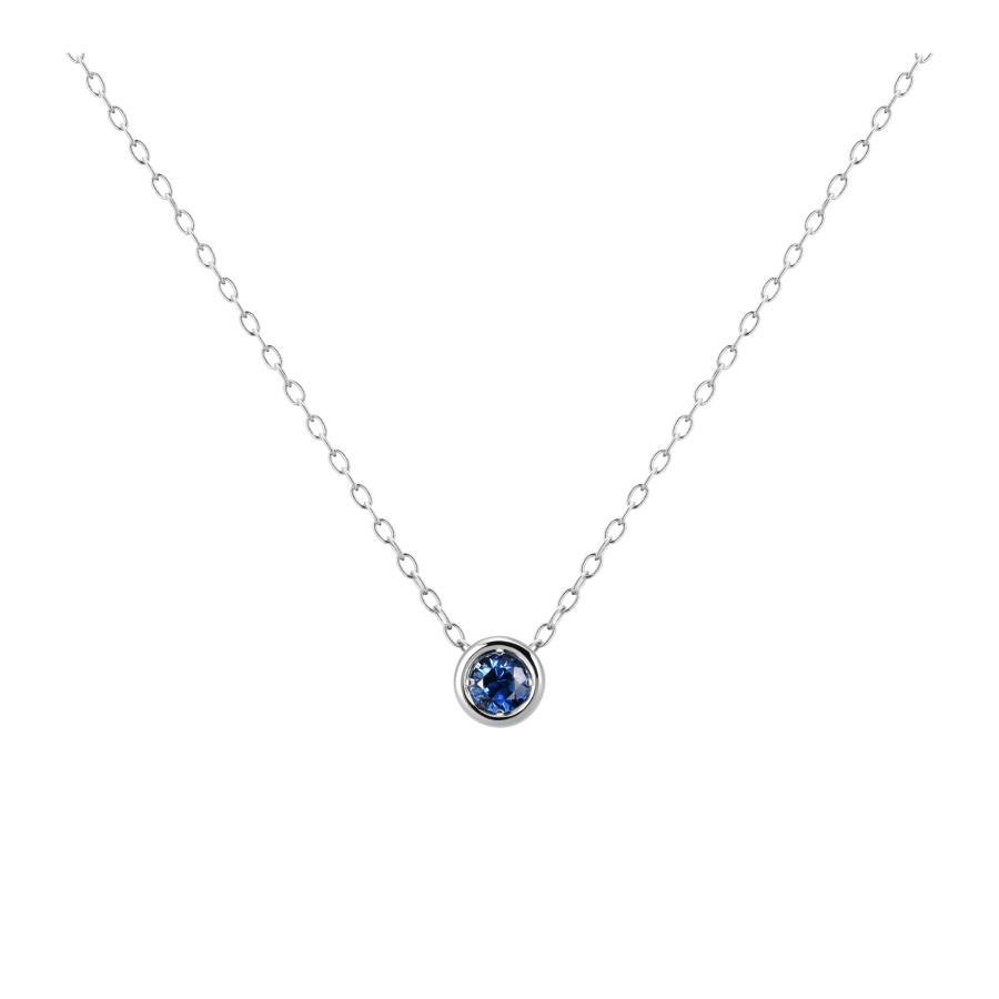 Hemisphere pendant 14k White gold sapphire 0.1ct