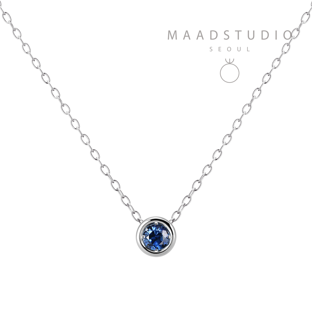 Hemisphere pendant 14k White gold sapphire 0.1ct