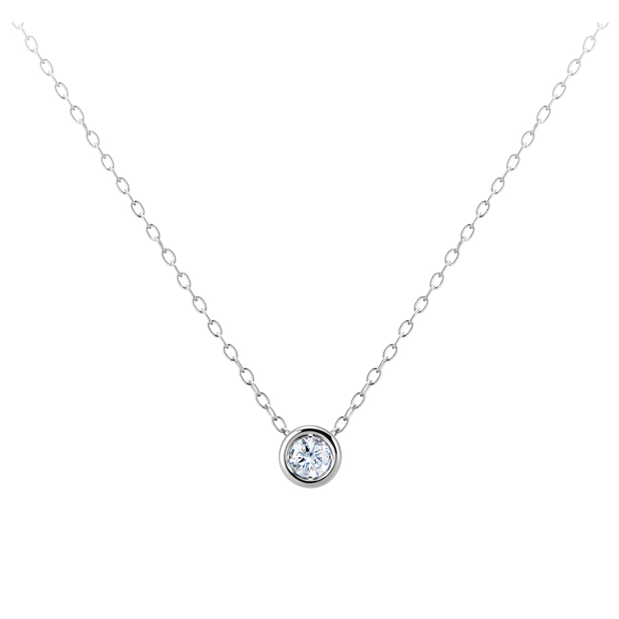 Hemisphere pendant 14k White gold CZ 0.1ct