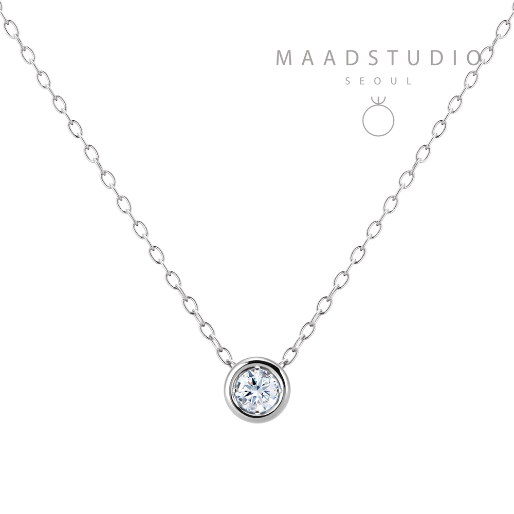 Hemisphere pendant 14k White gold CZ 0.1ct