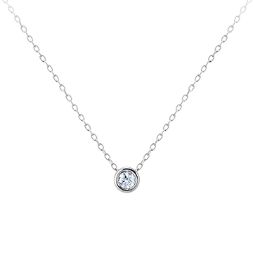 Hemisphere pendant 14k White gold CZ 0.1ct