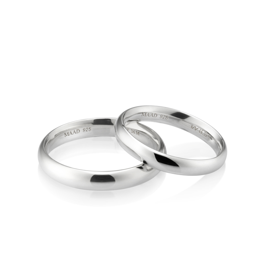 MR-II Oval couple band ring Set 3.6mm & 3.2mm Sterling silver