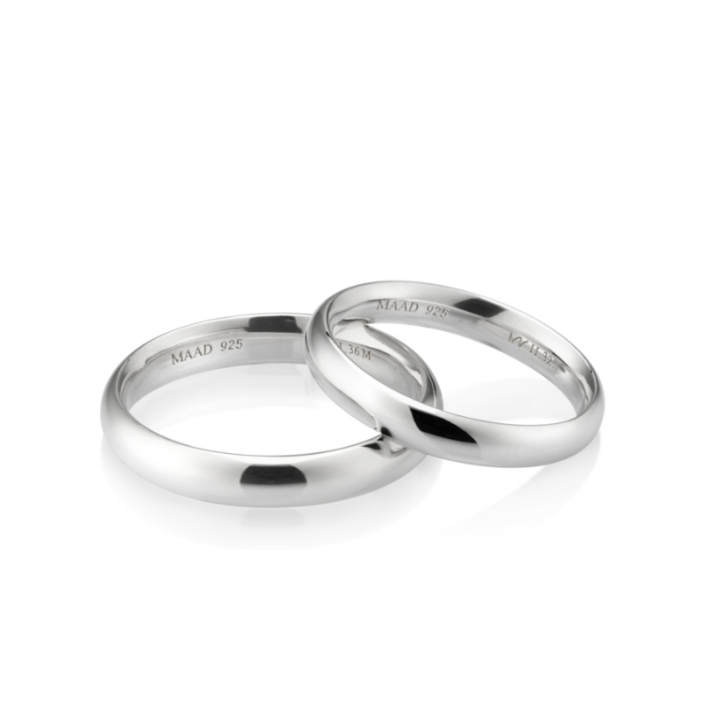 MR-II Oval couple band ring Set 3.6mm & 3.2mm Sterling silver