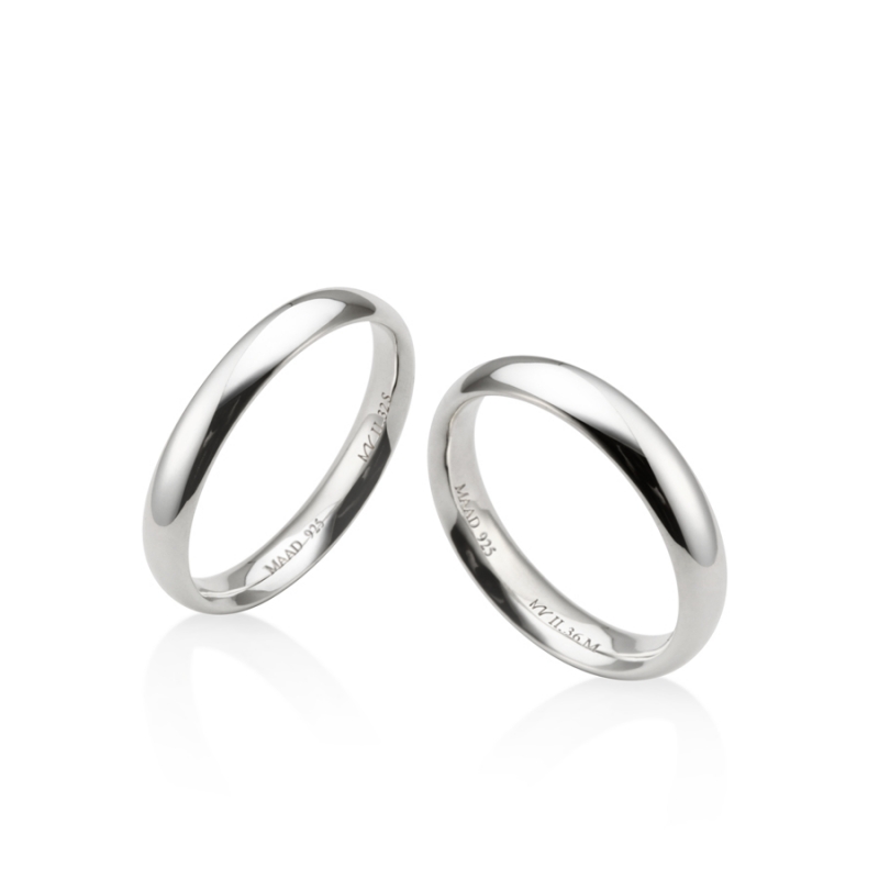 MR-II Oval couple band ring Set 3.6mm & 3.2mm Sterling silver