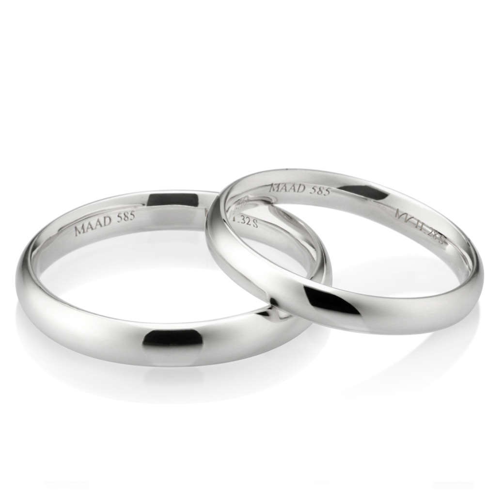 MR-II 오벌밴드 커플링 3.2mm+2.8mm (소+소) 14k 화이트골드