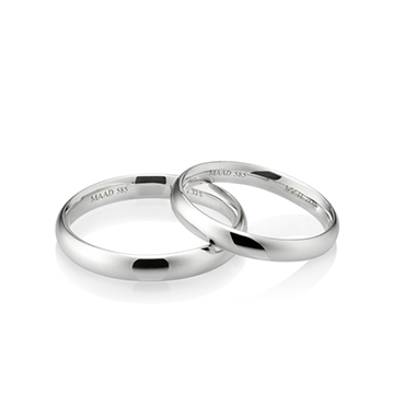 MR-II Oval band wedding ring Set 3.2mm & 2.8mm 14k White gold