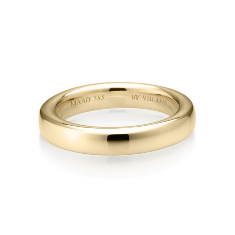 MR-VIII Raised square wedding band ring 3.7mm 14k gold