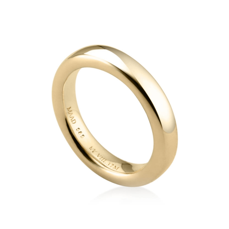 MR-VIII Raised square wedding band ring 3.7mm 14k gold