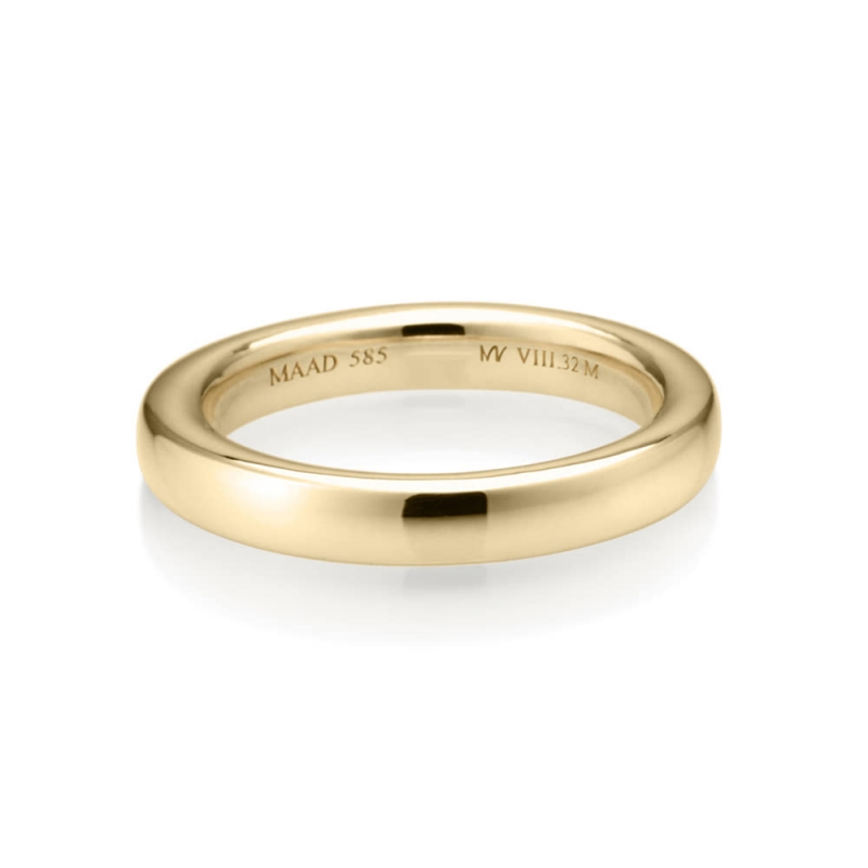 MR-VIII Raised square wedding band ring 3.2mm 14k gold