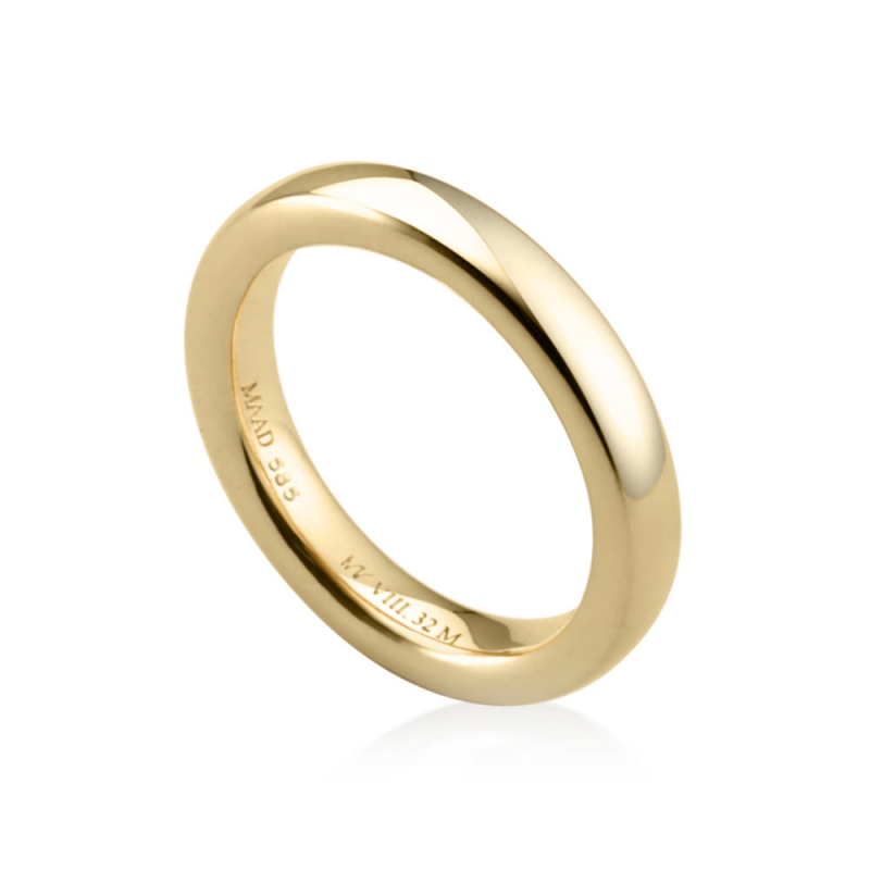 MR-VIII Raised square wedding band ring 3.2mm 14k gold