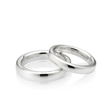 MR-VIII Raised square couple band ring Set 4.2mm & 3.2mm Sterling silver