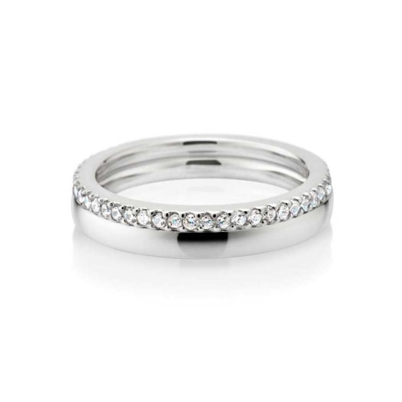 MR-VII Square Layerd ring 2.3mm & 1.5mm 14k White gold CZ