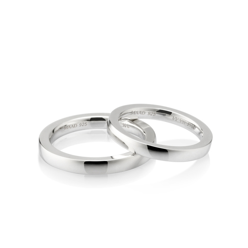 MR-VII Square couple band ring Set 3.0mm & 2.7mm Sterling silver