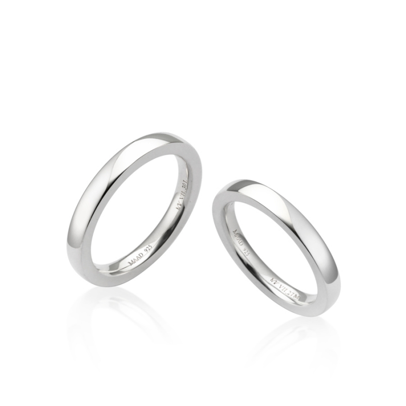 MR-VII Square couple band ring Set 3.0mm & 2.7mm Sterling silver