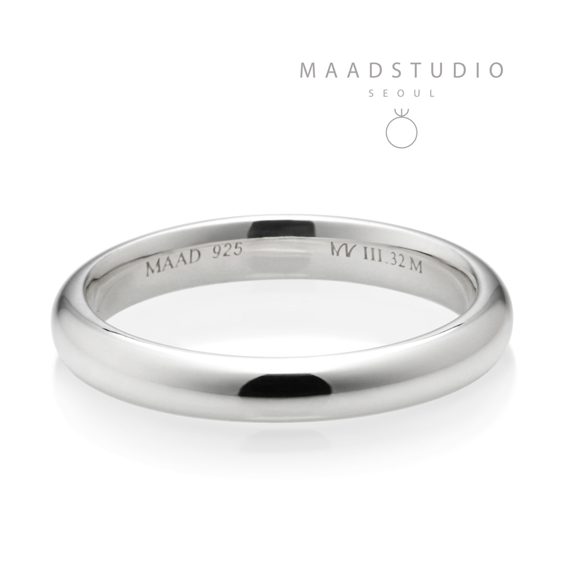 MR-III Oval dome band ring 3.2mm Sterling silver