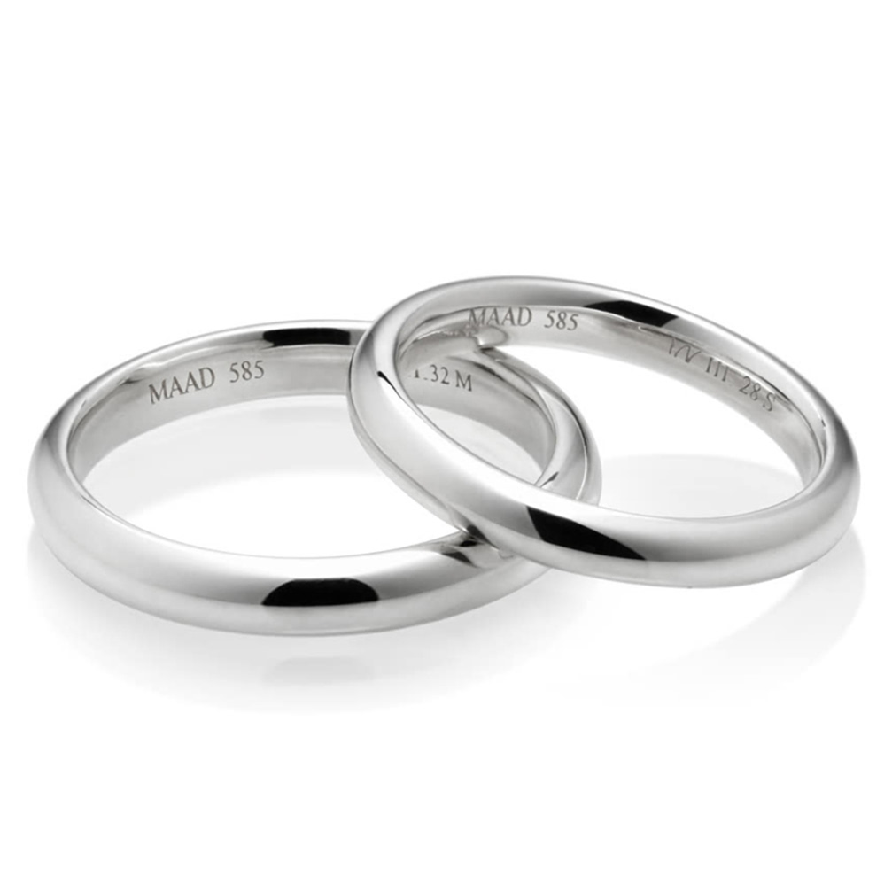 MR-III 오벌돔밴드 커플링 3.2mm+2.8mm (중+소) 14k 화이트골드