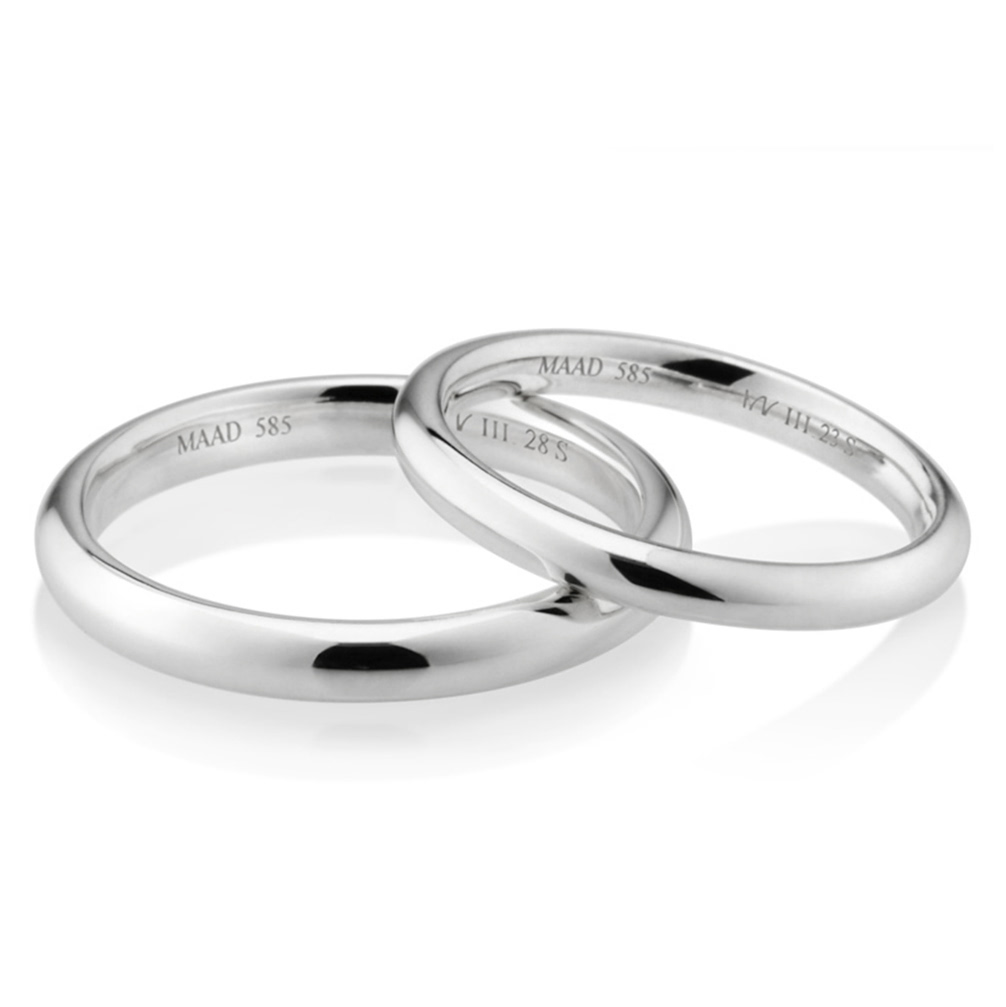 MR-III 오벌돔밴드 커플링 2.8mm+2.3mm (소+소) 14k 화이트골드