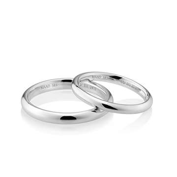 MR-III Oval dome band wedding ring Set 2.8mm & 2.3mm 14k White gold