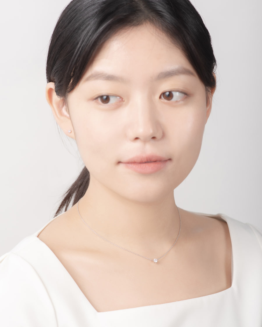 버드케이지 목걸이 14k 화이트골드 0.3ct