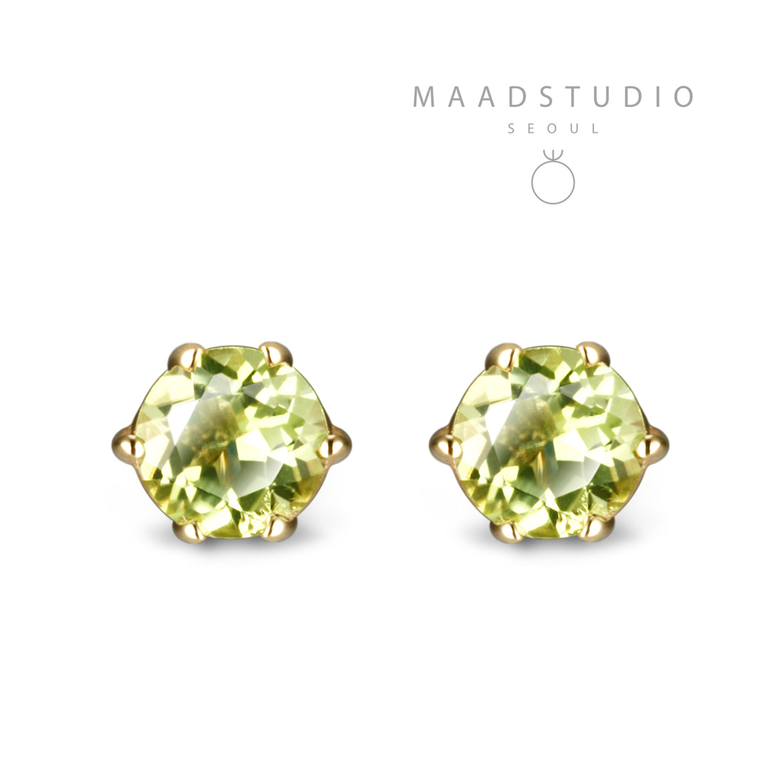 Birdcage earring 14k gold peridot 0.1ct